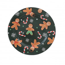 PIATTO PLASTICA TONDO CM.33 VERDE GINGERBREAD CEN-87629 (12pz)